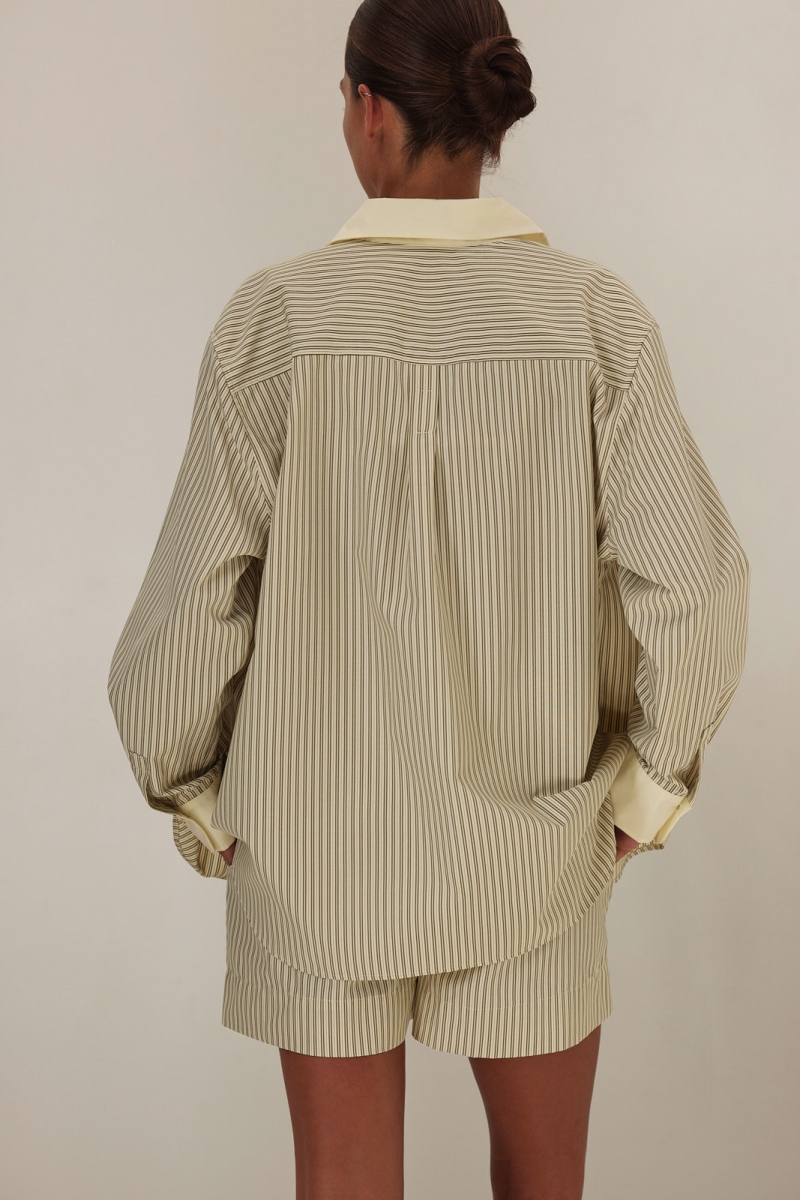 Oversized Shirt - Vintage Olive Stripe