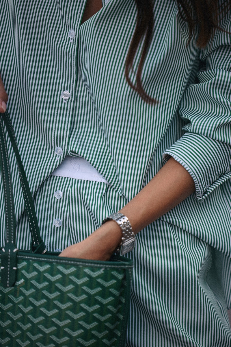 Classic Shirt - White/Green Stripe