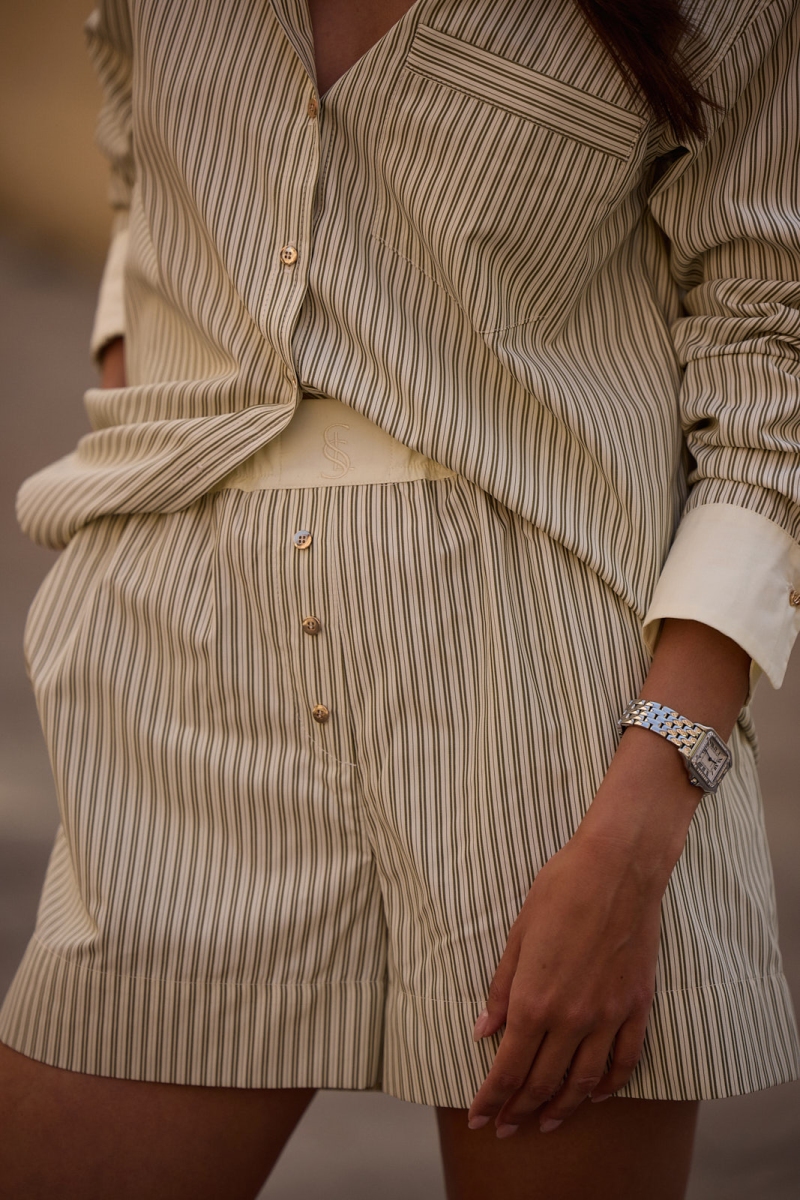 Cotton Boxer Shorts - Vintage Olive Stripe