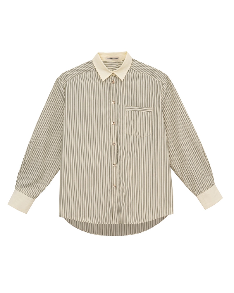 Oversized Shirt - Vintage Olive Stripe