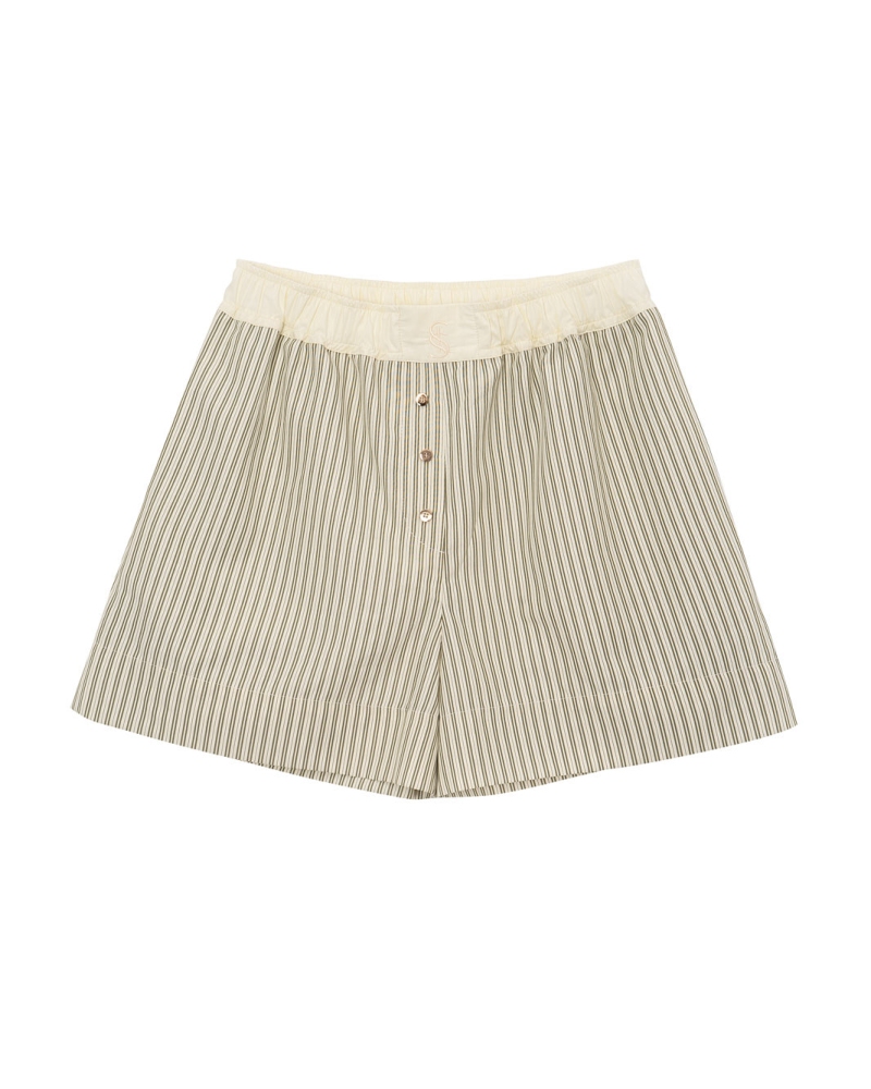 Cotton Boxer Shorts - Vintage Olive Stripe