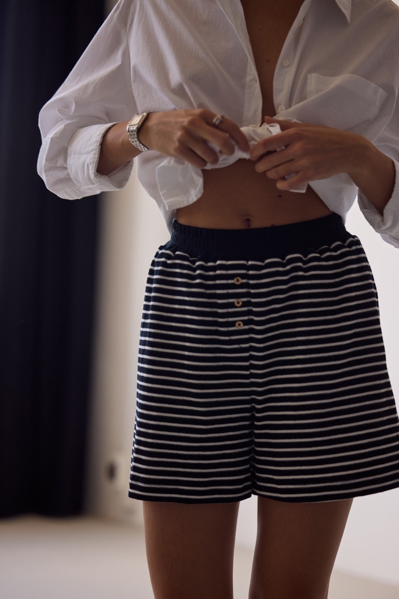 Striped Cotton Shorts