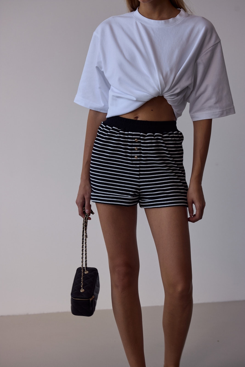 Striped Cotton Shorts