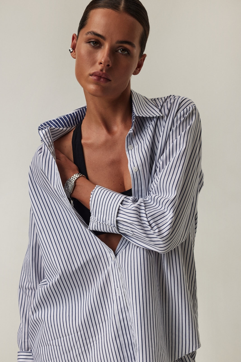 Classic Shirt - White/Blue Stripe