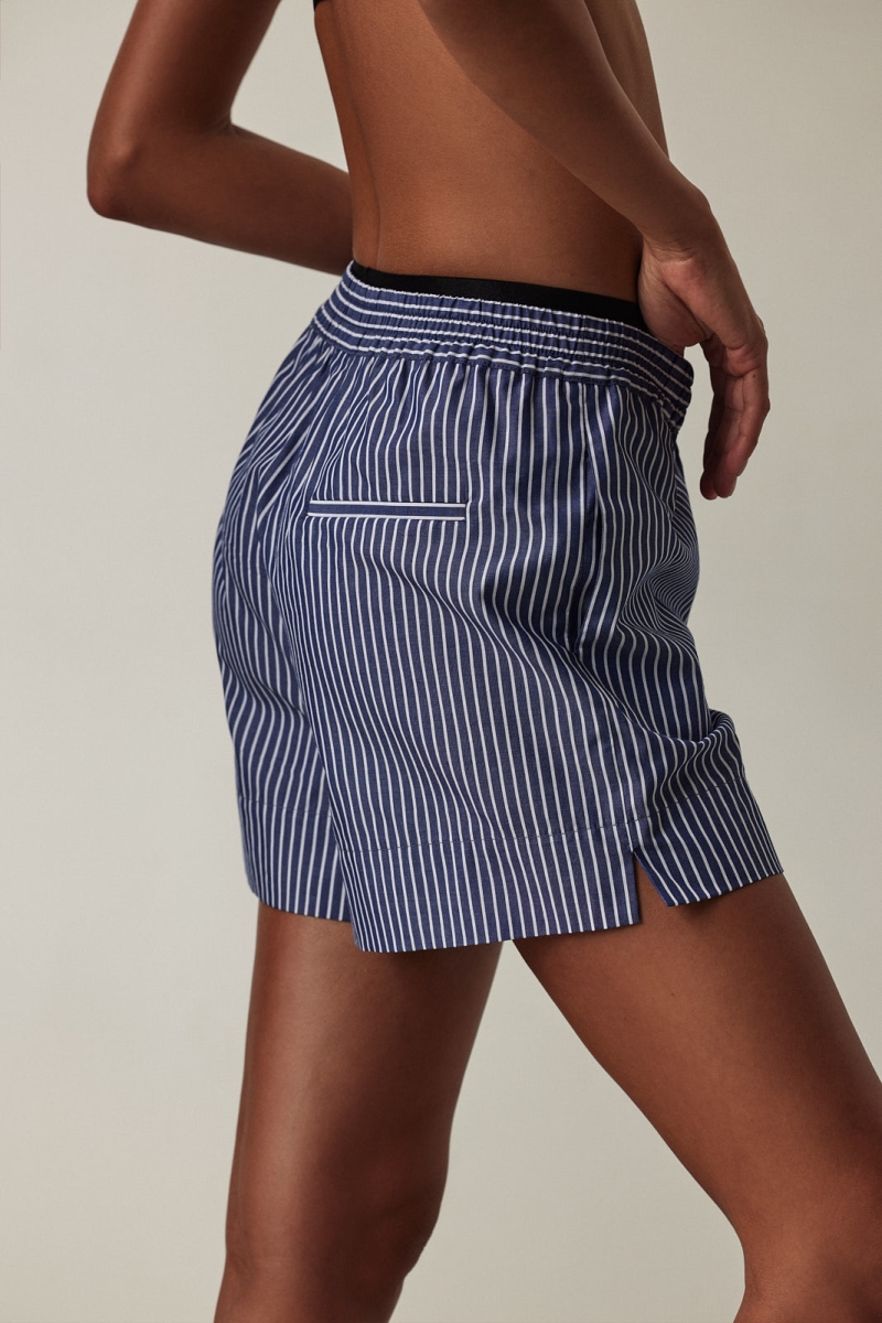 Cotton Boxer Shorts - Blue/White Stripe