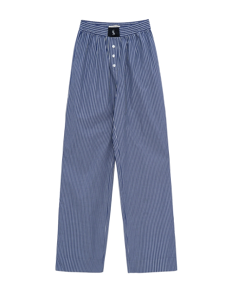 Cotton Pull On Pants - Blue/White Stripe