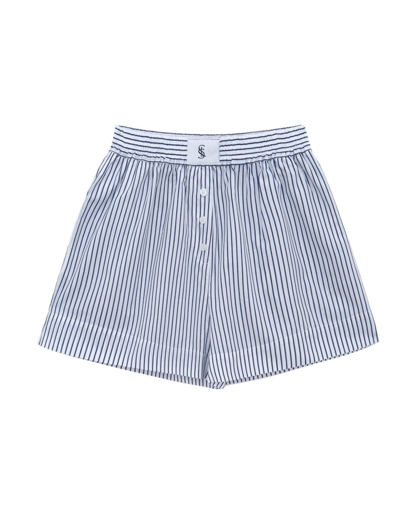 Cotton Boxer Shorts - White/Blue Stripe