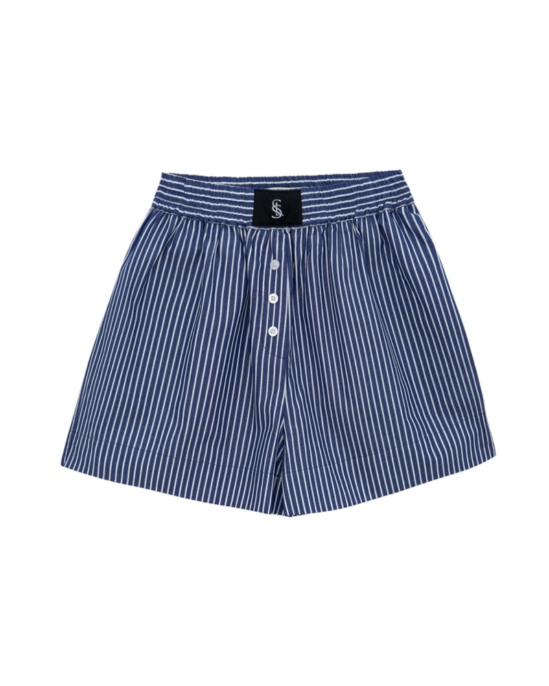 Cotton Boxer Shorts - Blue/White Stripe