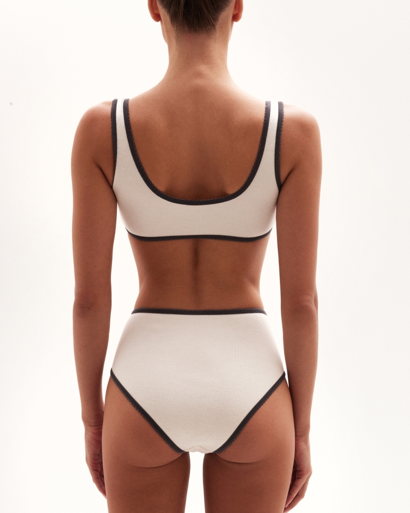 COTTON RIB WHITE/DARK GREY BRIEF