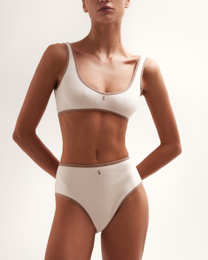 COTTON RIB WHITE/BLUSH BRIEF