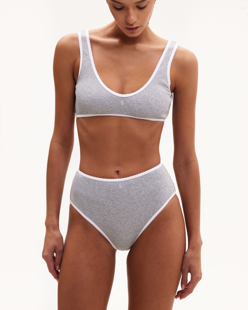 COTTON RIB GREY MELANGE BRALETTE