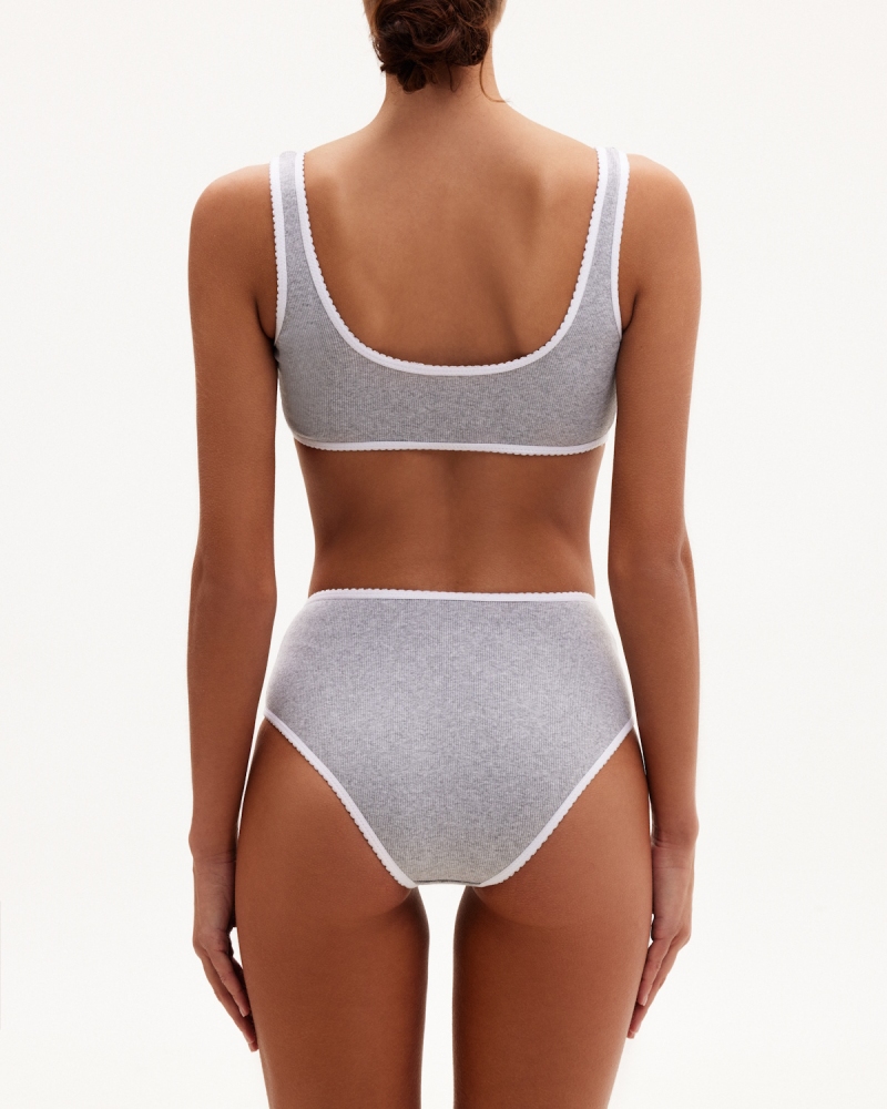 COTTON RIB GREY MELANGE BRALETTE